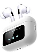SPIKARUST Smart Touch Display True Wireless Buds, Type-C Fast Charging, Bv5.0, Find My Earbuds, 4 Mics ENC for Clear Calling, Transparency Mode, EQ Mode (White)